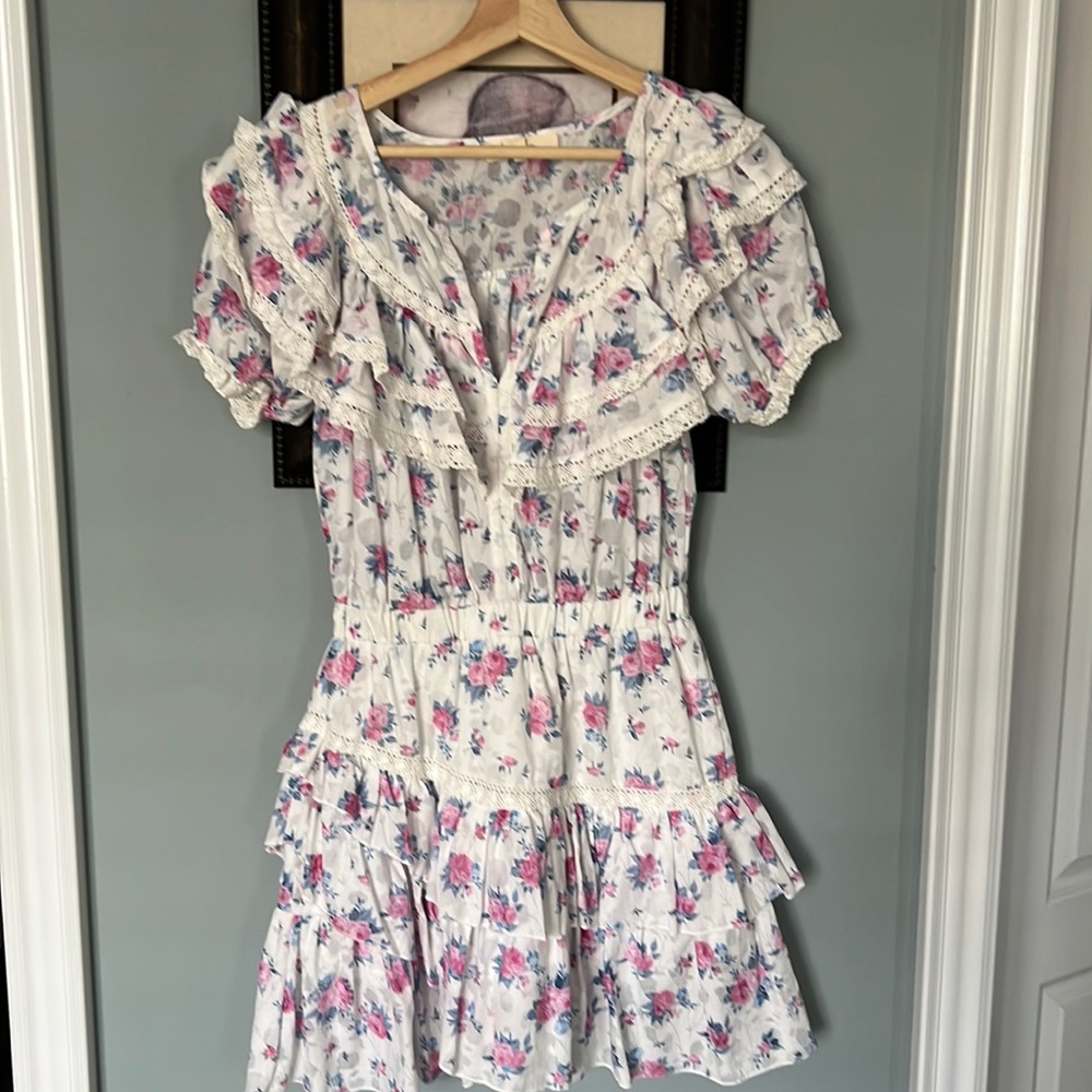 Ruffle floral mini dress
